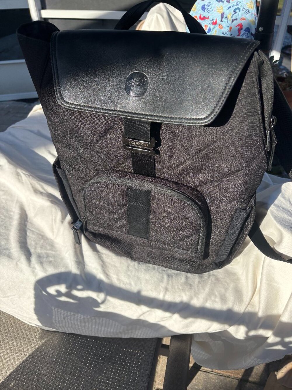Paperclip Diaper Bag Backpack with Fold-Out Changing Station, Black